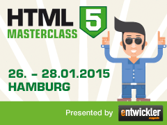 Die HTML5-MasterClass findet vom 26. bis 28. Januar 2015 in Hamburg statt.