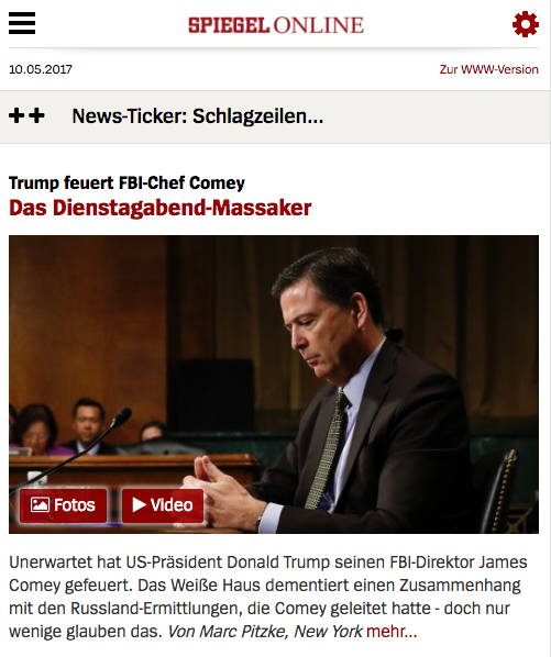 Die mobile Version von Spiegel Online ohne störende Werbung.